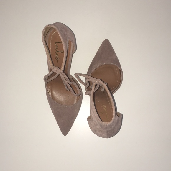 Taupe Suede Lace-Up Heels - Picture 2 of 5